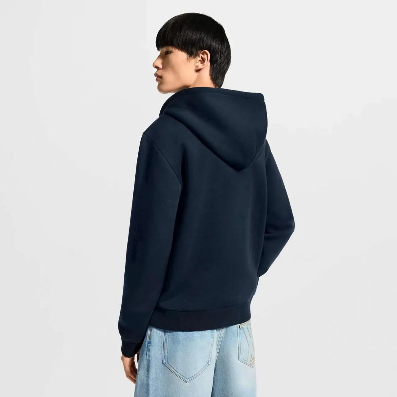 Louis Vuitton/Louis Vuitton leather logo zipper hooded jacket